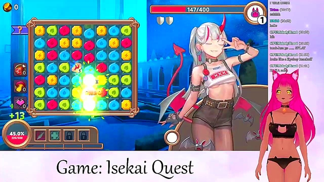 Lewd VTuber Neko Rides Big Dick for Cumshot Creampie in Isekai Adventure Livestream