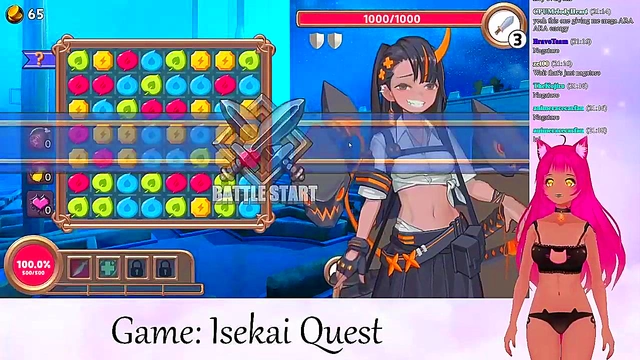 Lewd VTuber Neko Rides Big Dick for Cumshot Creampie in Isekai Adventure Livestream