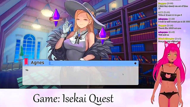 Lewd VTuber Neko Rides Big Dick for Cumshot Creampie in Isekai Adventure Livestream