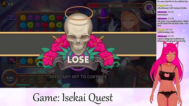 Lewd VTuber Neko Rides Big Dick for Cumshot Creampie in Isekai Adventure Livestream