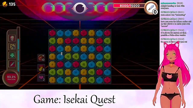 Lewd VTuber Neko Streams Anime Video Game for Creampie Action