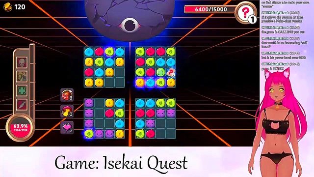 Lewd VTuber Neko Streams Anime Video Game for Creampie Action