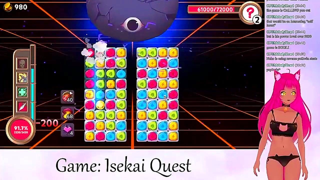 Lewd VTuber Neko Streams Anime Video Game for Creampie Action