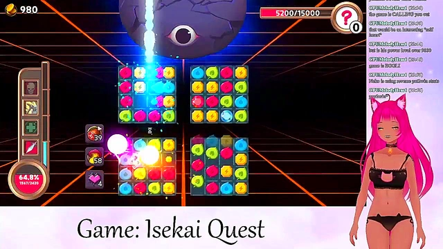 Lewd VTuber Neko Streams Anime Video Game for Creampie Action