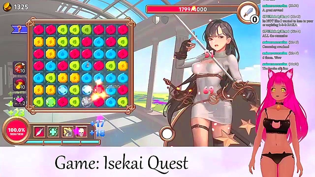 Lewd VTuber Neko Streams Anime Video Game for Creampie Action