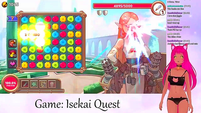 Lewd VTuber Neko Streams Anime Video Game for Creampie Action