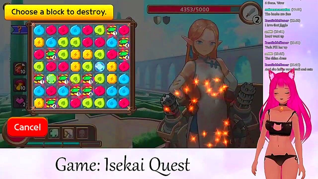 Lewd VTuber Neko Streams Anime Video Game for Creampie Action