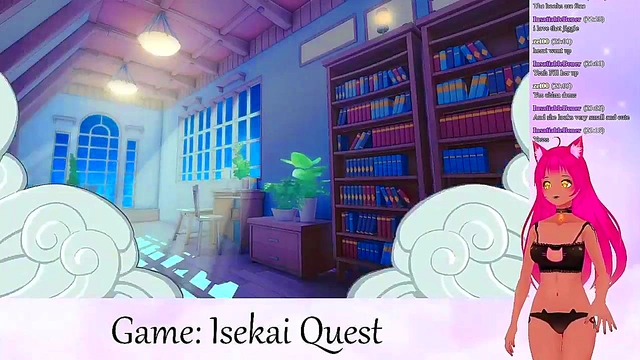 Lewd VTuber Neko Streams Anime Video Game for Creampie Action