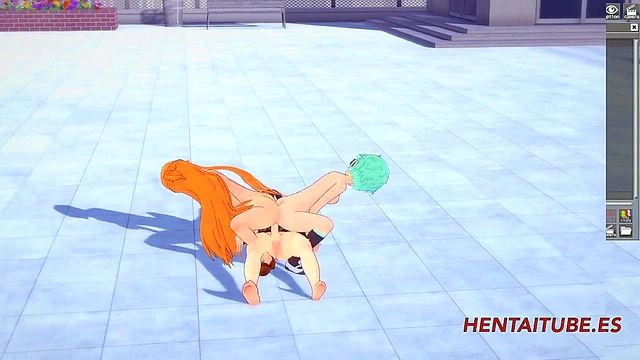 Kirito Cums On Asses Of Asuna & Leafa in Sword Art Online Hentai Threesome