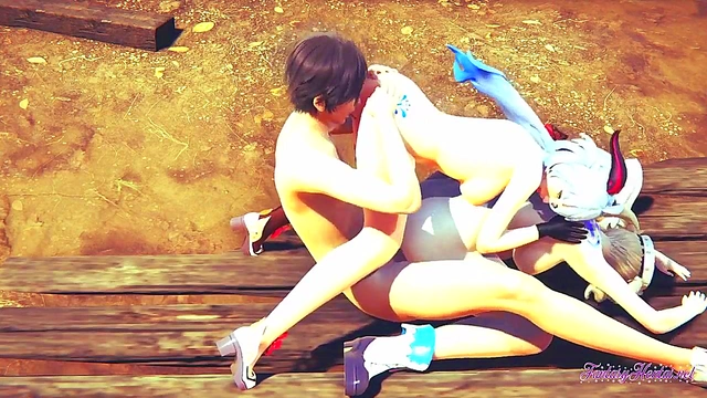 Threesome Fun – Boy Fucks Barbara & Ganyu in Uncensored 3D Genshin Impact Hentai