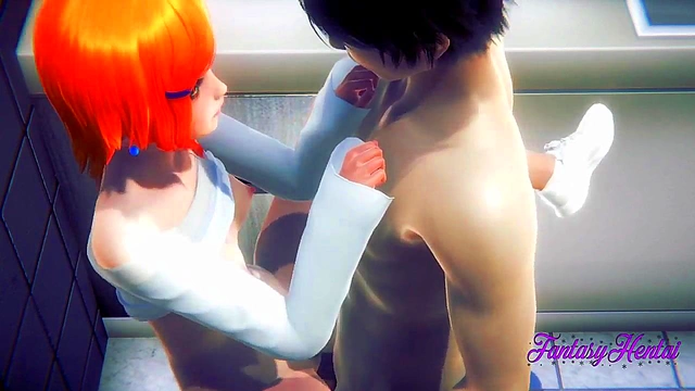 Gwen Tennyson Gets Fucked & Crem Pied in Japanese Public Toilet Anime Hentai