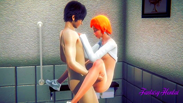 Gwen Tennyson Gets Fucked & Crem Pied in Japanese Public Toilet Anime Hentai