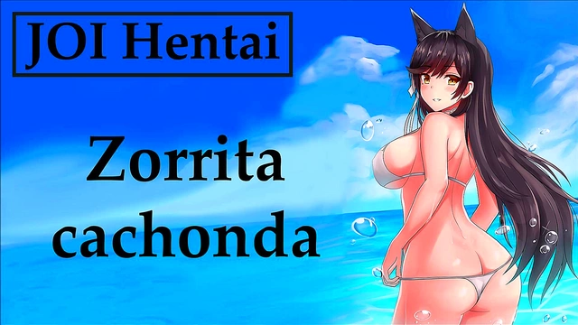 Horny Anime Babe Gives JOI Blowjob Instructions in Spanish Bikini Scene