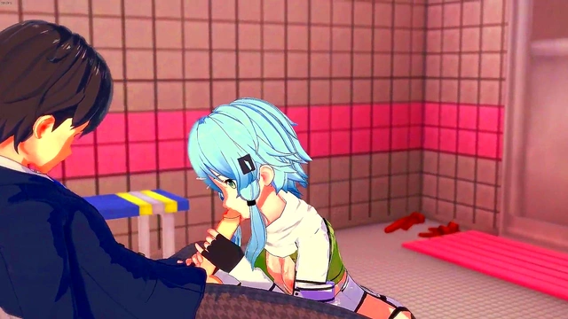Sinon Sucks Cock & Gets Pussy Fucked Twice in Sword Art Online Hentai