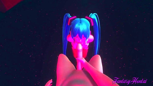 Hatsune Miku Gives Rough 3D Hentai Blowjob in Striptease Club POV