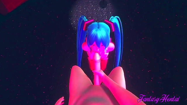 Hatsune Miku Gives Rough 3D Hentai Blowjob in Striptease Club POV