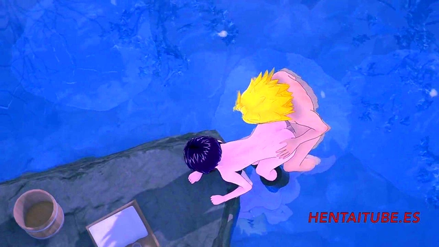 Denki Kaminari Rides Jiro in Steamy My Hero Academia Onsen Hentai Scene