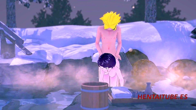 Denki Kaminari Rides Jiro in Steamy My Hero Academia Onsen Hentai Scene