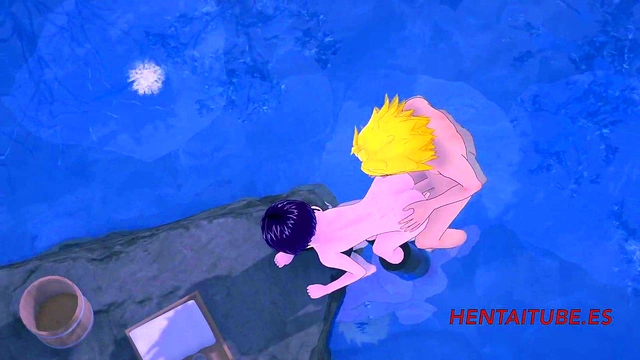 Denki Kaminari Rides Jiro in Steamy My Hero Academia Onsen Hentai Scene