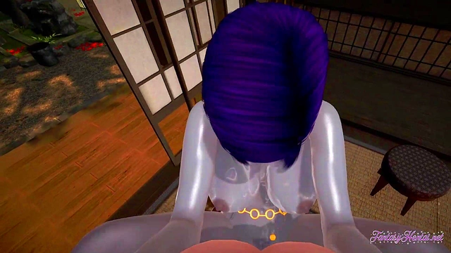 Horny Raven Gives Intense Blowjob & Takes Creampie in Teen Titans Hentai Cartooon