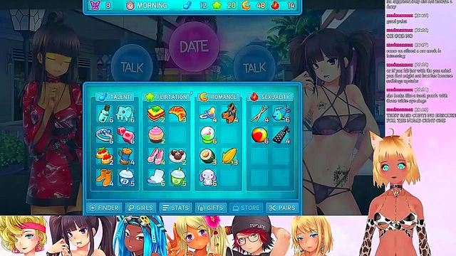 Lewd VTuber Neko’s Threesome Lingerie Fun in Huniepop 2 Livestream