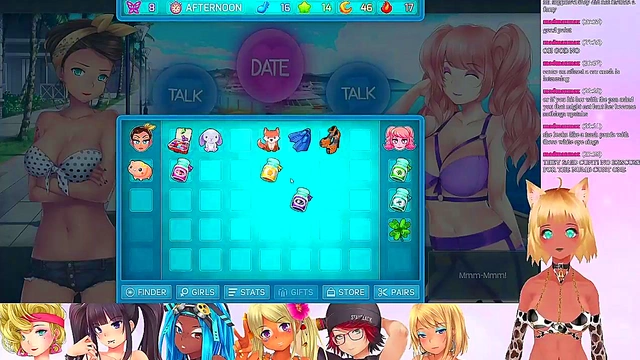 Lewd VTuber Neko’s Threesome Lingerie Fun in Huniepop 2 Livestream