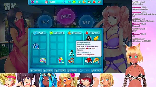 Lewd VTuber Neko’s Threesome Lingerie Fun in Huniepop 2 Livestream