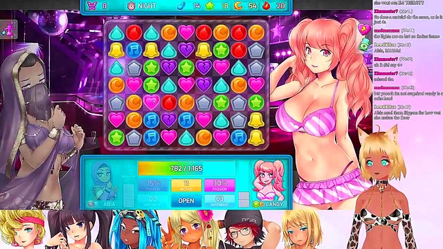 Lewd VTuber Neko’s Threesome Lingerie Fun in Huniepop 2 Livestream