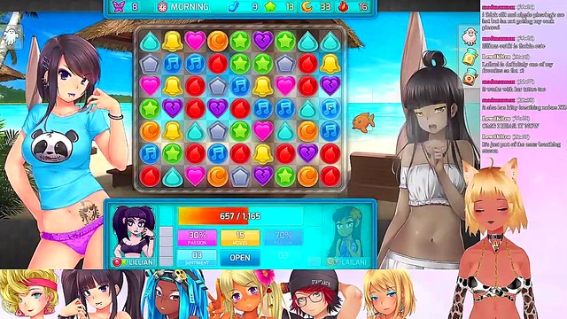 Lewd VTuber Neko’s Threesome Lingerie Fun in Huniepop 2 Livestream