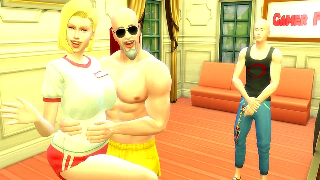 Perverted Master Roshi Trains Android 18 for Anal Sex in Front of Cuckold Husband