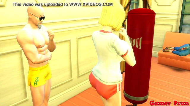 Perverted Master Roshi Trains Android 18 for Anal Sex in Front of Cuckold Husband