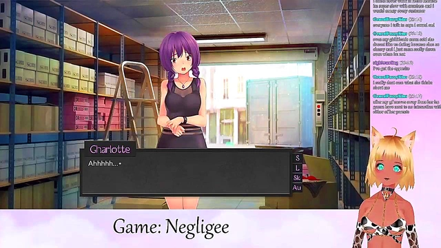 Lewd VTuber Neko Scissors Big Boobs In Lingerie During Yuri Anime Livestream