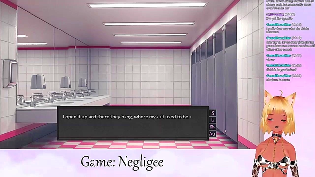 Lewd VTuber Neko Scissors Big Boobs In Lingerie During Yuri Anime Livestream