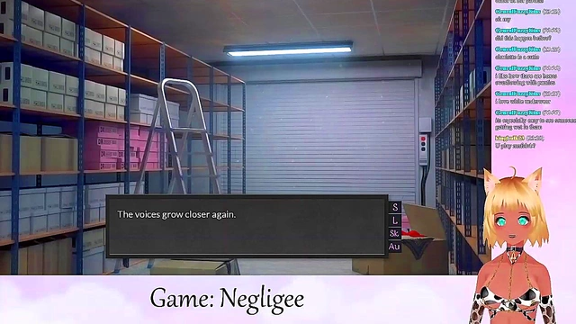 Lewd VTuber Neko Scissors Big Boobs In Lingerie During Yuri Anime Livestream