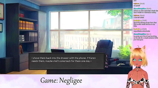 Lewd VTuber Neko Scissors Big Boobs In Lingerie During Yuri Anime Livestream