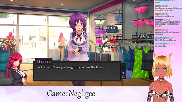 Lewd VTuber Neko Scissors Big Boobs In Lingerie During Yuri Anime Livestream