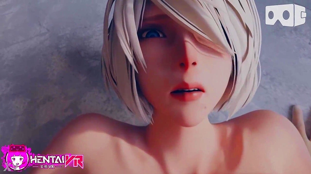 Pale-Skinned 2B Moans Loudly As She Rides Cock On Bed In Missionary VR Animation