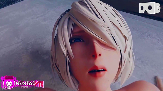 Pale-Skinned 2B Moans Loudly As She Rides Cock On Bed In Missionary VR Animation