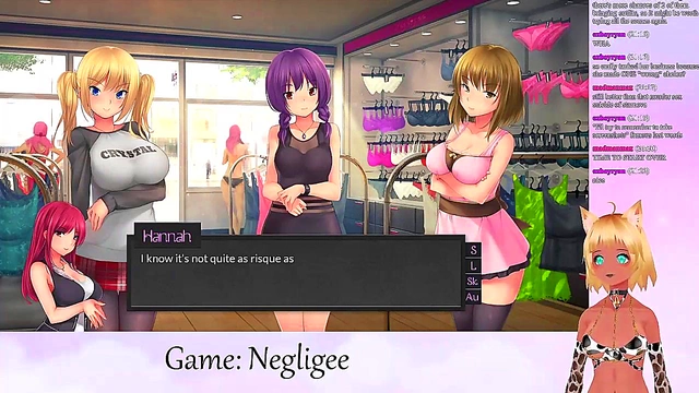 Lewd VTuber Neko in Lingerie Engages in Yuri Fun with Big Boobs & Oral Pleasure