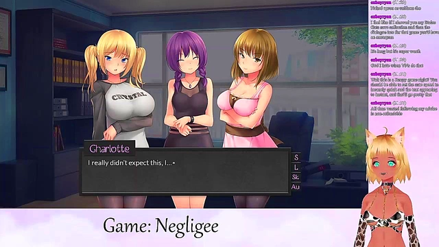 Lewd VTuber Neko in Lingerie Engages in Yuri Fun with Big Boobs & Oral Pleasure