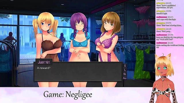 Lewd VTuber Neko in Lingerie Engages in Yuri Fun with Big Boobs & Oral Pleasure