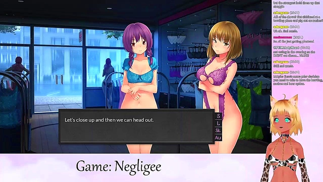 Lewd VTuber Neko in Lingerie Engages in Yuri Fun with Big Boobs & Oral Pleasure