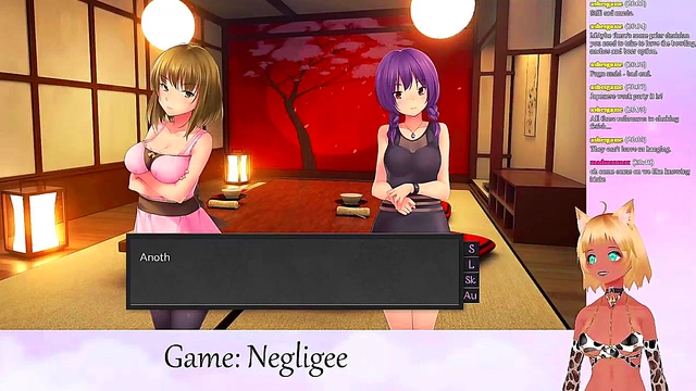 Lewd VTuber Neko in Lingerie Engages in Yuri Fun with Big Boobs & Oral Pleasure