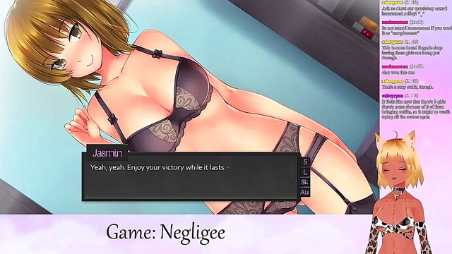 Lewd VTuber Neko in Lingerie Engages in Yuri Fun with Big Boobs & Oral Pleasure