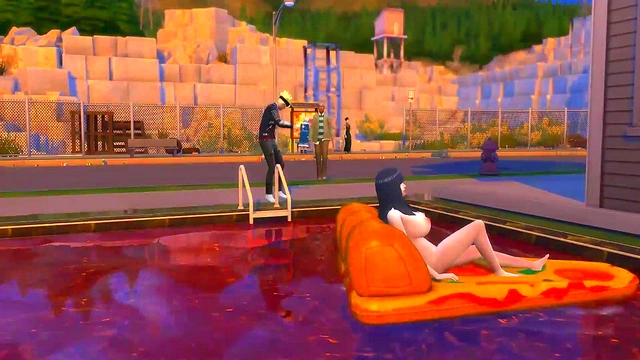 Hinata Seduces Stepson for Poolside Hardcore Fun & Intense Netorare Action