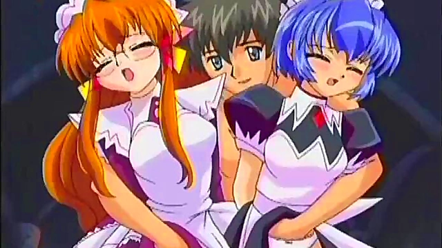 Hot Anime Maids Satisfy Their Master In Hardcore FFM Threesome Action