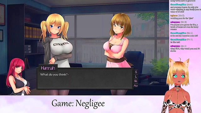 Lewd VTuber Neko Seduces in Lingerie for Lesbian Fun & Big Boob Action