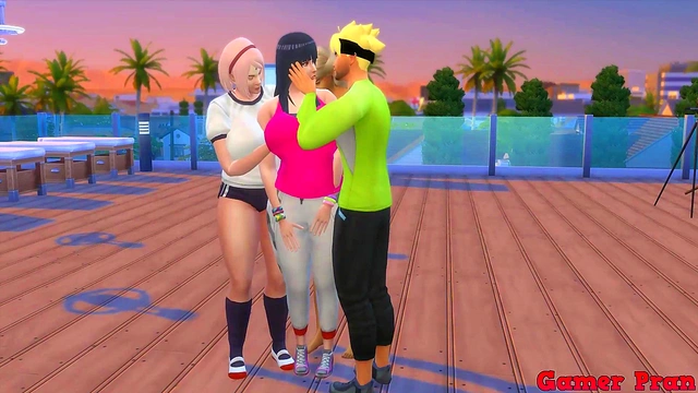 BBW Naruto Threesome – Milk-Filled Anal Fun With Sakura, Hinata, and Tsunade