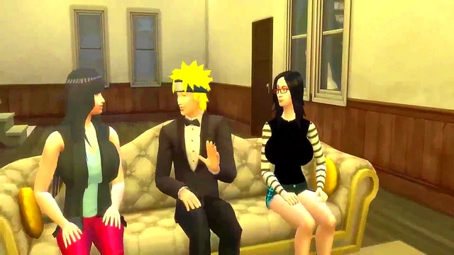 Naruto Watches Movie With Wife, Ends Up in Threesome Anal Action with Hinata & Sakura