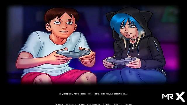 Lovely Teen Anime Girl Rocks Out While Gaming In Summertime SagaAdventure